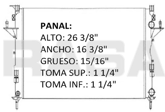 36112 AU M RADIADOR ALUMINIO PLASTICO LAGUNA WAGON V6 00-06 MECANICO TRANS:AUTOMATICA RASA
