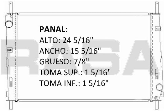 35998 AU RADIADOR ALUMINIO PLASTICO MONDEO 00-06 TRANS:AUTOMATICA RASA