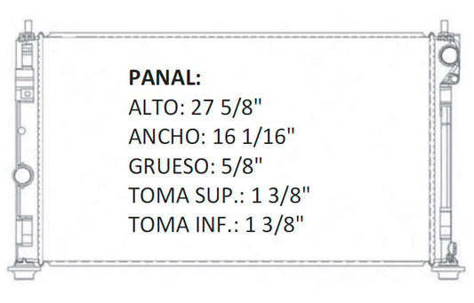 35929 AU RADIADOR ALUMINIO PLASTICO AVENGER/CALIBER/CIRRUS/COMPASS/PATRIOT L4/V6 1.8/2.0/2.4/3.5 07-10 TRANS:AUTOMATICA RASA