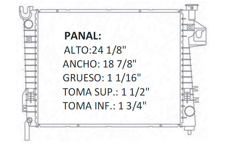 RADIADOR ALUMINO PLASTICO RAM C/GOLLETE V6/V8 3.7/4.7/5.7/5.9, SOLDADO 02-09 RASA #RS