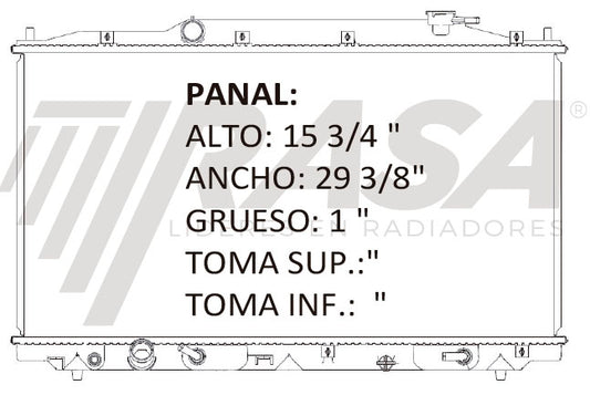36201 AU RADIADOR ALUMINIO PLASTICO ACCORD (08-12), CROSSTOUR (10-15) / RDX 08-15 TRANS:AUTOMATICA RASA