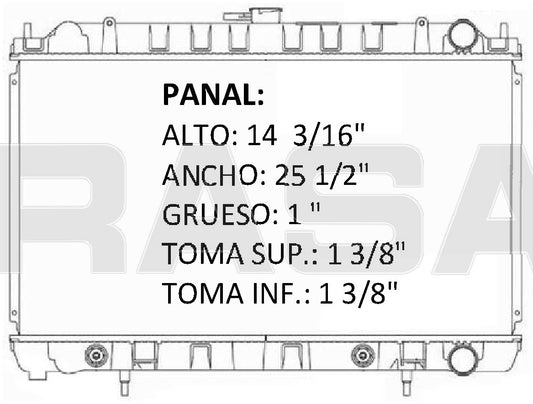 36102 AU RADIADOR ALUMINIO PLASTICO 240 SX L4 2.4 95-97 TRANS:AUTOMATICA RASA