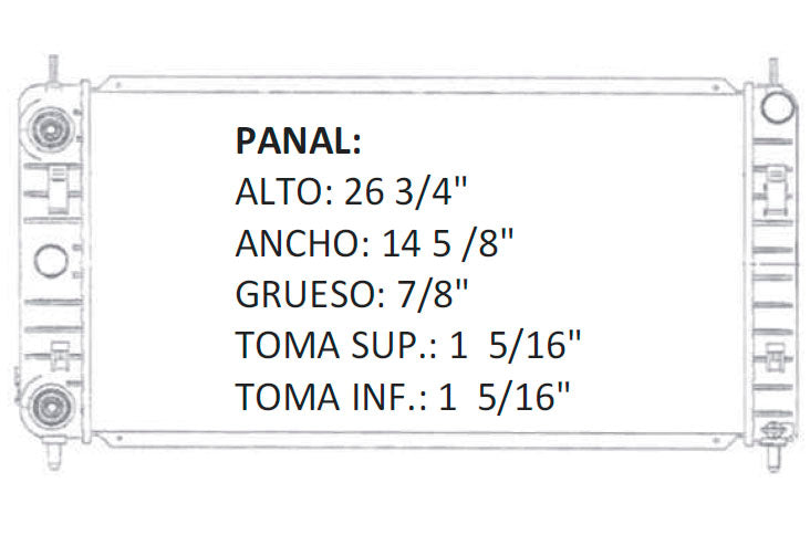 35947 AU RADIADOR ALUMINIO PLASTICO MALIBU L4 2.2 04-08 TRANS:AUTOMATICA RASA