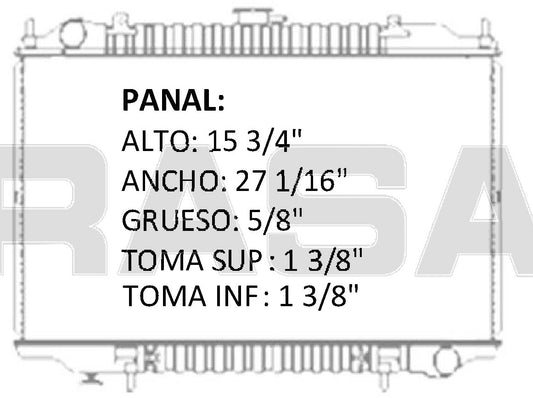 35583 AU RADIADOR ALUMINIO PLASTICO MAXIMA / INFINITI I30 / INFINITI I35 V6 3.0/3.5 00-03 TRANS:AUTOMATICA RASA #PROMOHAE