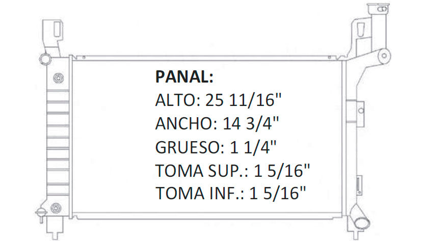 35551 AU M RADIADOR ALUMINIO PLASTICO GRAND CARAVAN - VOYAGER /TOWN & COUNTRY V6 3.3/3.9 01-04 MECANICO TRANS:AUTOMATICA RASA