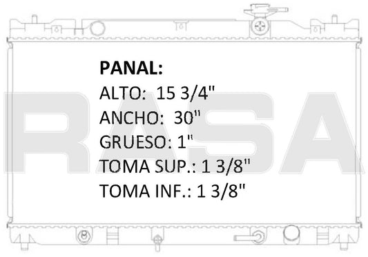 35853 AU RADIADOR ALUMINIO PLASTICO CAMRY L4 2.4 02-06 TRANS:AUTOMATICA RASA