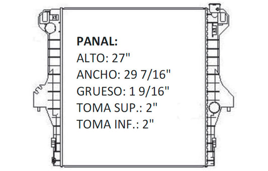 36027 AU RADIADOR ALUMINIO PLASTICO RAM (DIESEL), 5.9/6.7 LTS, A/T 03-07 TRANS:AUTOMATICA RASA