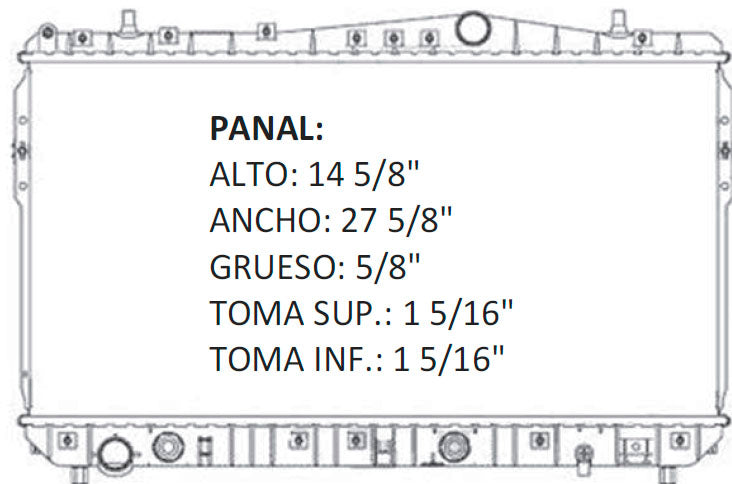 36034 AU RADIADOR ALUMINIO PLASTICO OPTRA/ SUZUKI FORENZA , RENO 2.0 LTS L4 A/T 05-08 TRANS:AUTOMATICA RASA