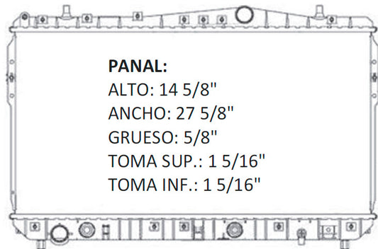 36034 AU RADIADOR ALUMINIO PLASTICO OPTRA/ SUZUKI FORENZA , RENO 2.0 LTS L4 A/T 05-08 TRANS:AUTOMATICA RASA