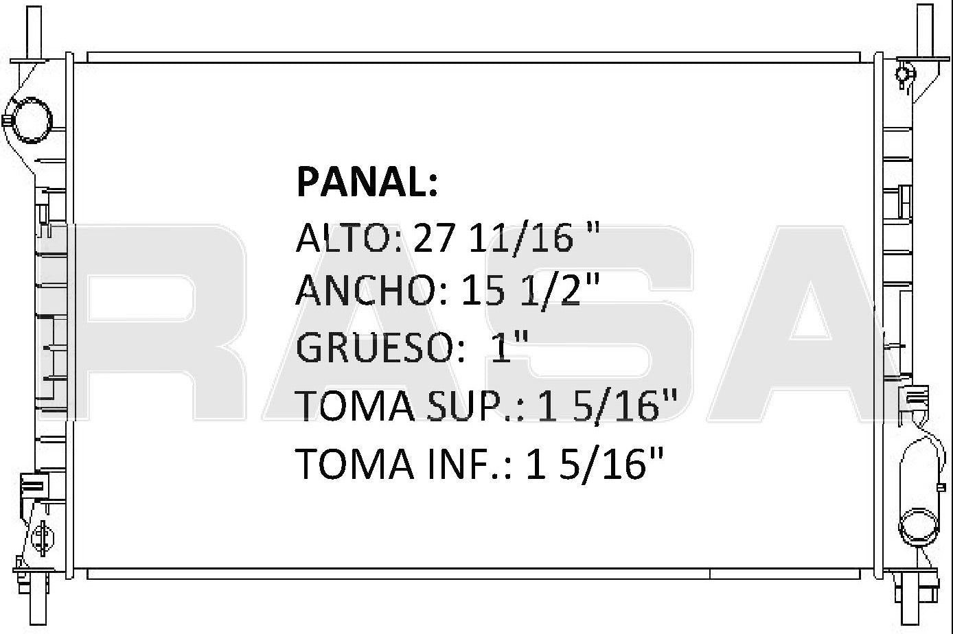 36155 RADIADOR ALUMINIO PLASTICO RAD TRANSIT CONNECT L4 M/T 10-13 RASA