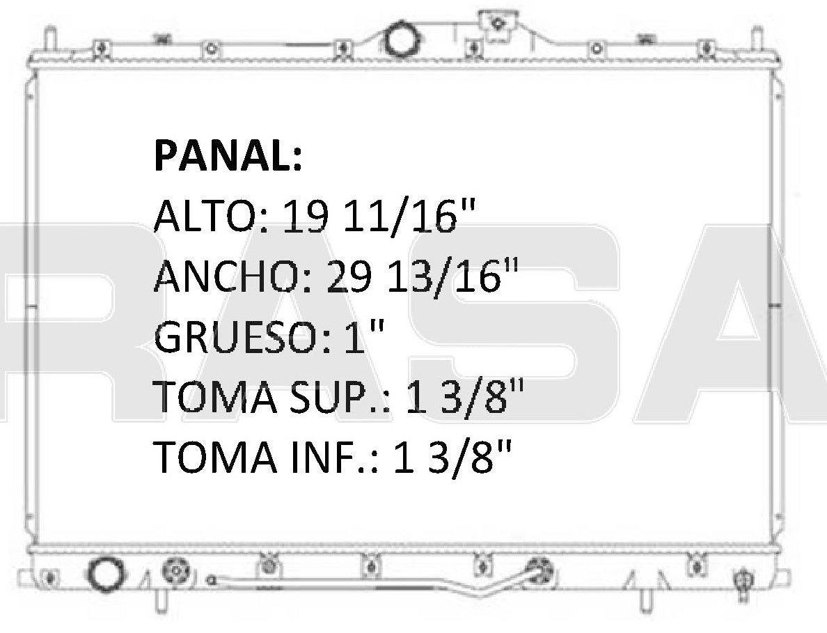 36035 AU RADIADOR ALUMINIO PLASTICO ENDEAVOR 3.8 LTS V6 A/T 04-10 TRANS:AUTOMATICA RASA