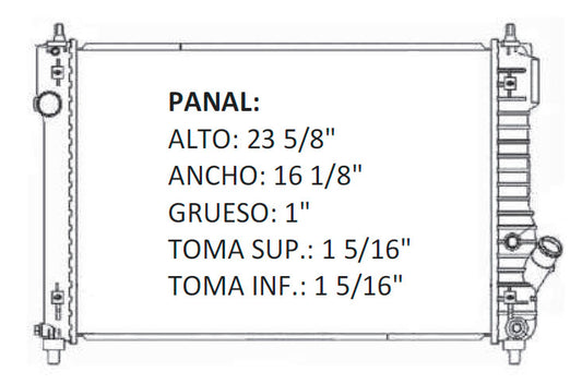 36096 AU RADIADOR ALUMINIO PLASTICO AVEO/G3 L4 1.6 08-09 TRANS:AUTOMATICA RASA
