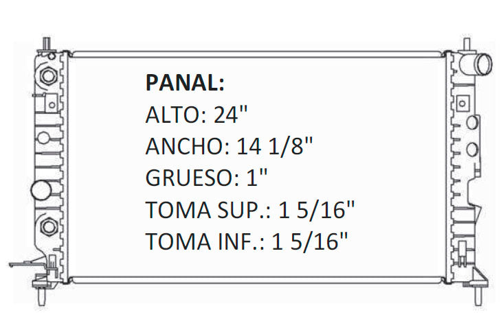 36039 AU M RADIADOR ALUMINIO PLASTICO VECTRA, 2.5 LTRS. L6, SOLDADO 04-06 MECANICO TRANS:AUTOMATICA RASA