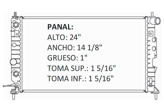 36039 AU M RADIADOR ALUMINIO PLASTICO VECTRA, 2.5 LTRS. L6, SOLDADO 04-06 MECANICO TRANS:AUTOMATICA RASA