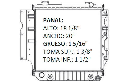 36065 AU RADIADOR ALUMINIO PLASTICO WRANGLER 92-95 L4/L6 2.5/ 4.0L 92-95 TRANS:AUTOMATICA RASA