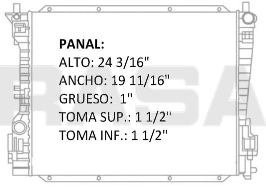 35937 AU RADIADOR ALUMINIO PLASTICO FORD MUSTANG V6/V8 4.0/4.6L 04-09 TRANS:AUTOMATICA RASA