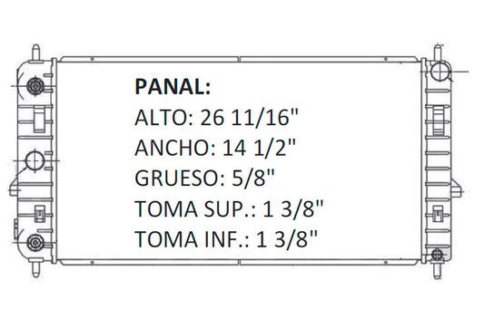 36087 AU RADIADOR ALUMINIO PLASTICO PONTIAC G5 07-10 L4 2.2/2.4L 07-10 TRANS:AUTOMATICA RASA