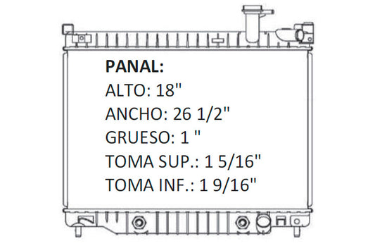 36057 AU RADIADOR ALUMINIO PLASTICO ENVOY/TRAILBLAZ/RAINIE 02-07 V8 5.3/6.0L 02-09 TRANS:AUTOMATICA RASA
