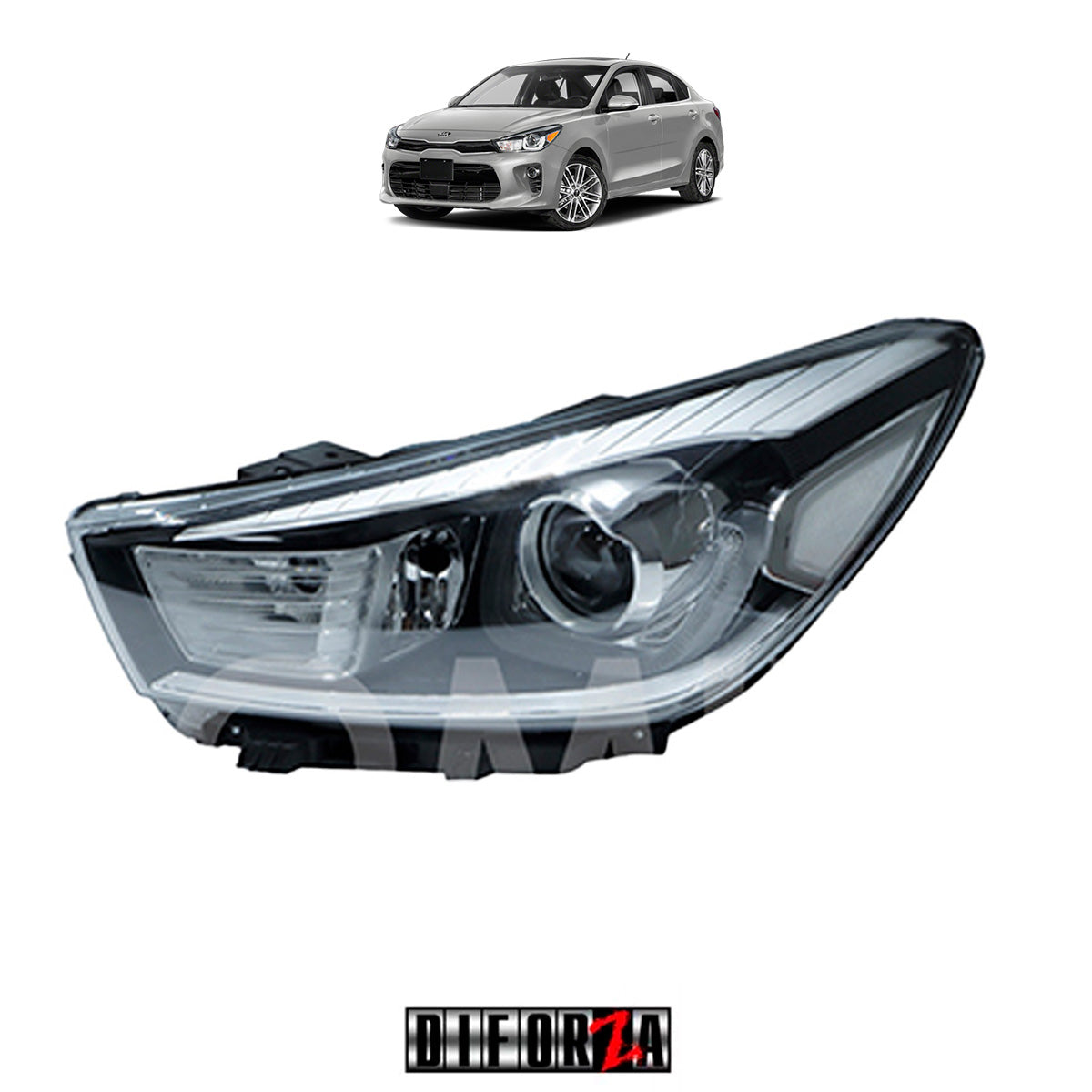 FARO RIO 2018-2022 F/NEGRO C/LED C/LUPA  (SEDAN/HATBACH)  IZQ   #OP