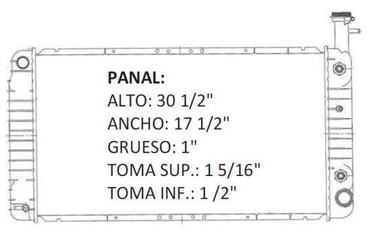 36117 AU RADIADOR ALUMINIO PLASTICO EXPRESS/ SAVANA V8 5.3 04-12 TRANS:AUTOMATICA RASA