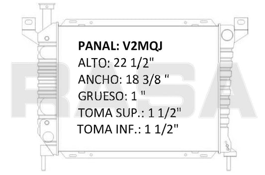 35550 AU RADIADOR ALUMINIO PLASTICO AEROSTAR, 2.8 Lt V6, 3 Lt V6 85-97 TRANS:AUTOMATICA RASA