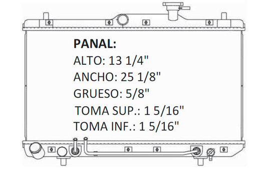 36001 AU RADIADOR ALUMINIO PLASTICO ACCENT/VERNA L4 1.6 00-05 TRANS:AUTOMATICA RASA